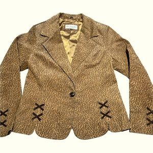 Vintage Lew Magram leopard suede blazer jacket.